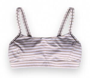 Lululemon Straight Up Sports Bra Pink White Striped Size 6 Medium Coverage